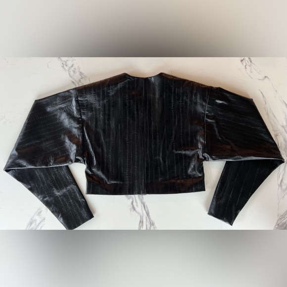 Rotate Birger Christensen Cropped Vegan Leather Jacket, Black, size 2 - Picture 10 of 15